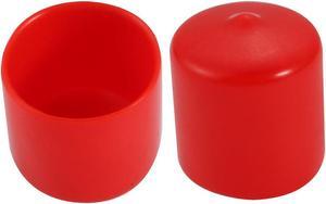 2Pcs 28mm Inner Dia PVC Flexible Vinyl End Cap Screw Thread Protector Cover Red