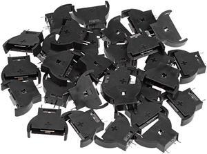 30Pcs 3 Terminals Vertical Coin Button Cell Battery Sockets Black for CR2032