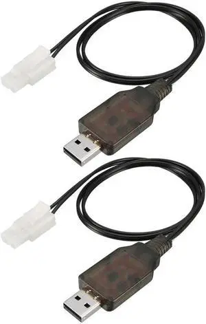 2pcs L6.2-2P USB Power Charging Cable for RC Car 6 V 250mA Ni-MH Ni-CD Battery