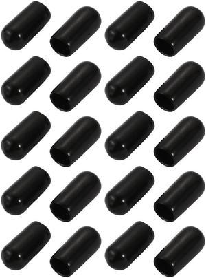 20Pcs 6mm Inner Dia PVC Flexible Vinyl End Cap Screw Thread Protector Black