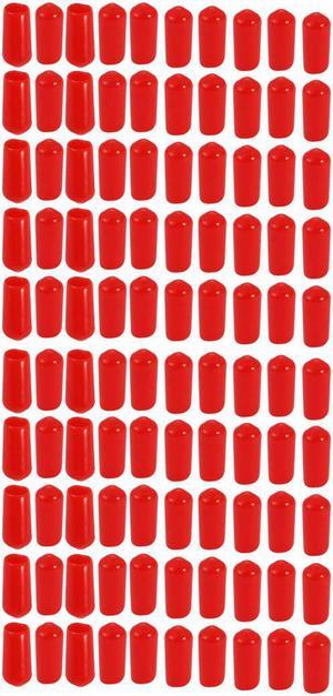 100Pcs 6mm Inner Dia PVC Flexible Vinyl End Cap Screw Thread Protector Red