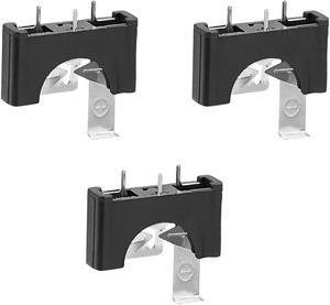 3Pcs 3 Terminals Vertical Coin Button Battery Holder Black for CR2025