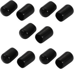 10Pcs 8mm Inner Dia PVC Flexible Vinyl End Cap Screw Thread Protector Black