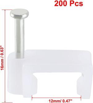 200pcs Flat Cable Clip Nail Coaxial Tacks Wire Clips 12mm White