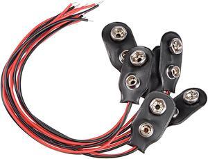 6pcs DC 9V Battery Clip I-Type Soft Buckle Connector Lead Wire 15cm Long