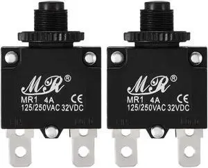 2Pcs Thermal Overload Protector AC 125/250V 4A Push Button Reset Circuit Breaker