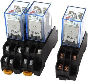 Unique Bargains 3 Pcs AC 110V/120V 5A Coil Red Pilot Light DPDT 8Pins Power Relay + Socket Base