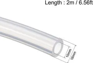 Silicone Tubing 10mm ID X 16mm OD 6.56ft 2m Flexible Silicon Rubber Tube Air Hose Pipe for Pump Transfer Clear