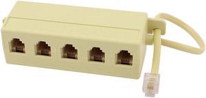 RJ11 6P4C Male to 5 Female Telephone Extension Cable Line Adapter Splitter