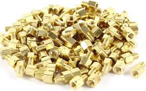 Unique Bargains 100pcs Brass Hex Standoff Spacer M3 x 4+4mm Female to Male