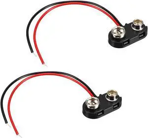 2pcs DC 9V Battery Clip T-Type Buckle Connector Plastic Shell Wire 10cm Long
