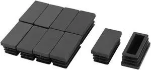 Unique Bargains 10 Pcs Antislip Plastic Rectangle 20mm x 40mm Chair Foot Cover Table Furniture Leg Protector Balck