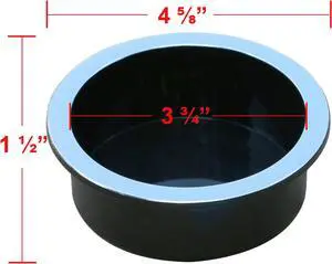 Universal Replacement Plastic Cup Holder, Chrome Lip, 3 3/4" Diameter