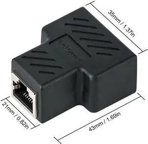 1X2 RJ45 Splitter Adapter, RJ45 Female 1 to 2 port Female Ethernet Coupler, 8P8C LAN Network Extender Connector for Cat5, Cat5e, Cat6, Cat7