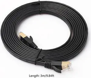 3.3FT/6.6FT/10FT/15FT/33FT/49.2FT  CAT7 10 Gigabit 600Mhz Flat Ethernet Shielded (SSTP) Cable Modem Router RG45 LAN Network Cord