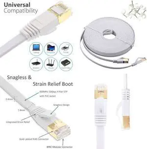 3.3FT/6.6FT/10FT/15FT/33FT/49.2FT  CAT7 10 Gigabit 600Mhz Flat Ethernet Shielded (SSTP) Cable Modem Router RG45 LAN Network Cord