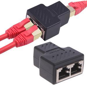 1 To 2 Ways LAN Ethernet Network Cable RJ45 Female Splitter Connector Adapter