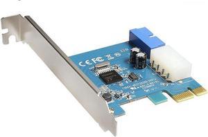 PCI-E PCI Express 1x to USB 3.0 20Pin (19Pin) mainboard converter Interface Expansion Card with 4 pin power connector