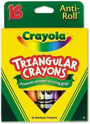 Triangular Crayons, Assorted, 16/Box