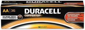 DURACELL mn15p36 Duracell CopperTop AA Alkaline Battery, 36 PK, 1.5VDC