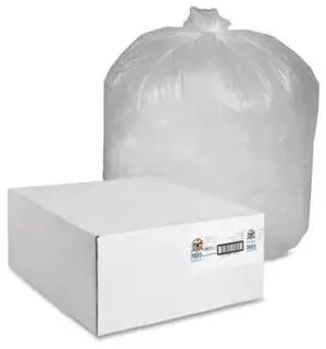 Genuine Joe Can Liners 56 Gal 14mic/.55mil 43"x46" 200/CT Translucent 70015