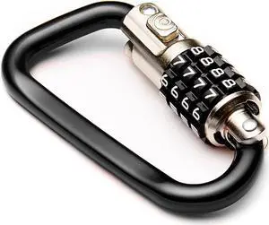 EyezOff 3.5" Carabiner Aluminum Multi Purpose Lock 4-Dial Combination D-Shape (Black)
