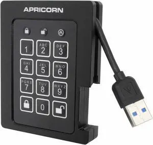 4TB Apricorn Aegis Padlock USB3.0 External Solid State Drive - Black