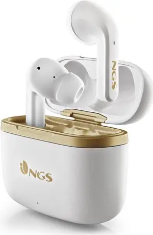 NGS Active Noise Cancelling Wireless BT & TWS Earphones - Artica Trophy, White