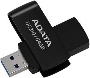 64GB AData UC310 USB 3.2 Flash Drive - Black Capless Swivel