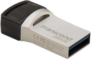 256GB Transcend JetFlash 890 Dual USB Flash Drive with USB3.1 and USB Type-C Connectors, Silver