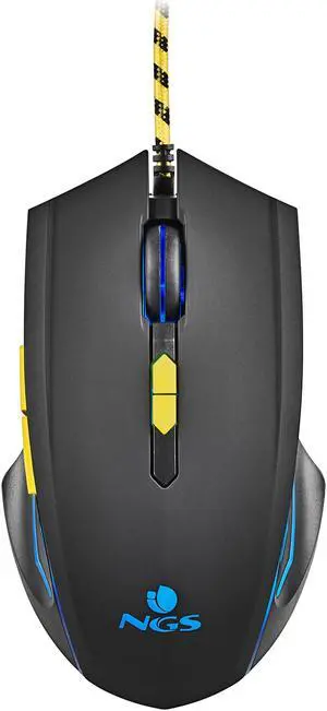 NGS GMX-123, Wired Gaming Mouse with LED Lights and Braided Cable, Black