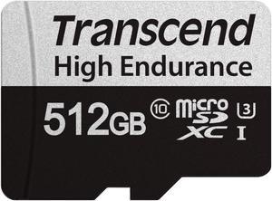 512GB Transcend High Endurance 350V microSDXC Memory Card CL10 UHS-I for Dashcams and Surveillance