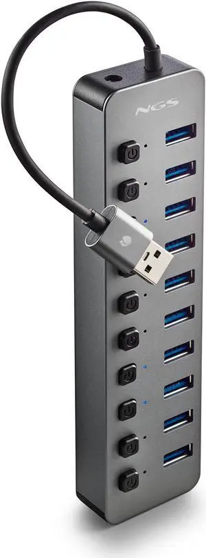 NGS IHUB10, 10 Ports USB 3.0 Hub with Power Adapter 5V/3A
