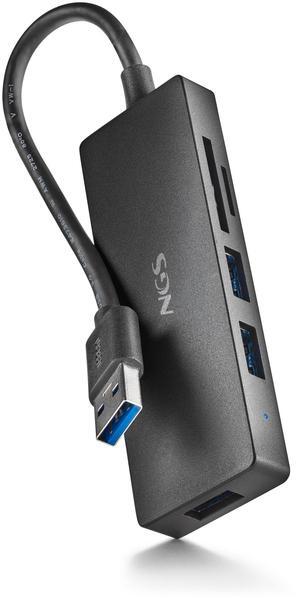 NGS iHubReader, USB and Memory Card Reader, Black