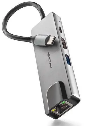 NGS Wonder Dock Supra, 4-in-1 USB-C Multiport Adapter with HDMI, LAN, USB 3.0 & PD Charging