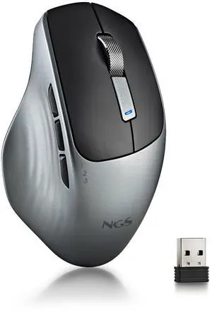 NGS Lush-RB, Wireless 2.4GHz + BT Rechargeable Multi-Device Silent Mouse  with 6 Buttons and Adjustable DPI