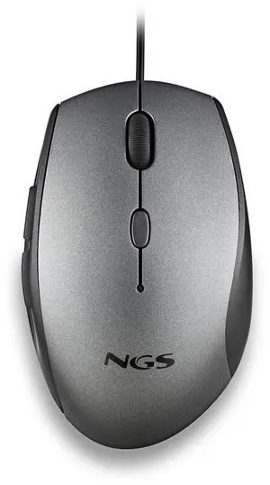 NGS Moth, Wired Ergonomic and Silent Mouse with Adjustable DPI and USB Type-C Adapter, Gray