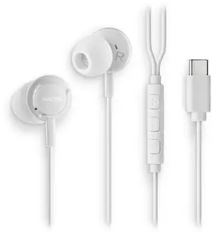 NGS Cross Step, In-Ear USB-C Wired Headphones with Microphone and Control Buttons, White