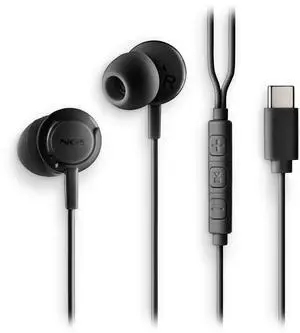 NGS Cross Step, In-Ear USB-C Wired Headphones with Microphone and Control Buttons, Black