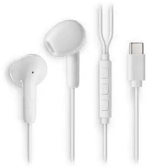 NGS Cross Glide, In-Ear USB-C Wired Headphones with Microphone and Control Buttons, White