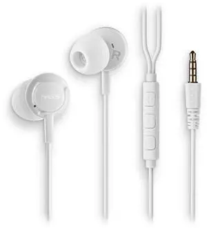 NGS Cross Drift, In-Ear Wired Headphones with 3.5mm Jack, Microphone and Control Buttons, White