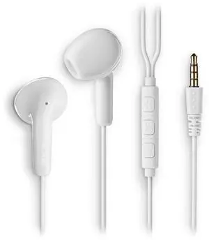 NGS Cross Flip, In-Ear Wired Headphones with 3.5mm Jack, Microphone and Control Buttons, White