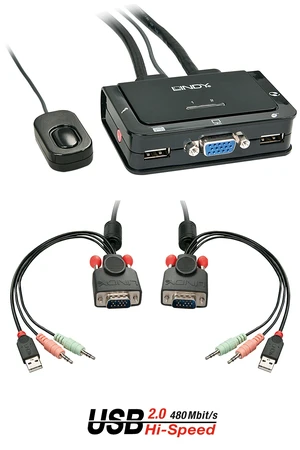 Lindy 2 Port VGA, USB 2.0 & Audio Cable KVM Switch Lindy 2 Port VGA, USB 2.0 & Audio Cable KVM Switch
