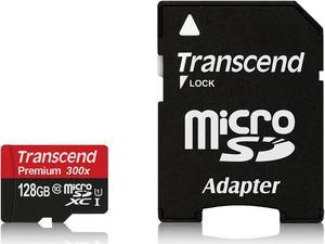 128GB Transcend Premium microSDXC CL10 UHS-1 Mobile Phone Memory Card with SD Adapter