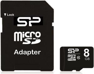 8GB Silicon Power microSD Memory Card SDHC Class 10 w/ SD adapter (SP008GBSTH010V10SP) 40MB/sec