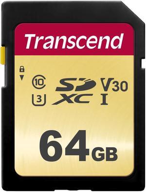 64GB Transcend 500S SDXC UHS-I U3 V30 SD Memory Card CL10 95MB/sec MLC Flash