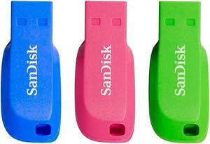 SanDisk Cruzer Blade - USB flash drive - 16 GB - USB 2.0 - blue, green, pink (pack of 3)