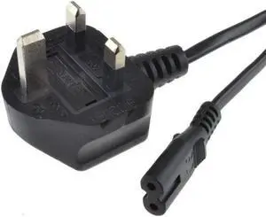 UK Mains to Figure 8 C7 2m Black Power Cable