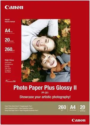 Canon Plus II Glossy White A4 (8x11") Photo Paper - 20 Sheets