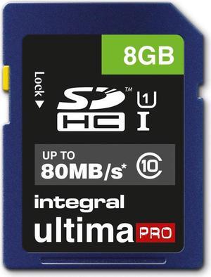 8GB Integral Ultima Pro SDHC 80MB/sec CL10 UHS-I Memory Card